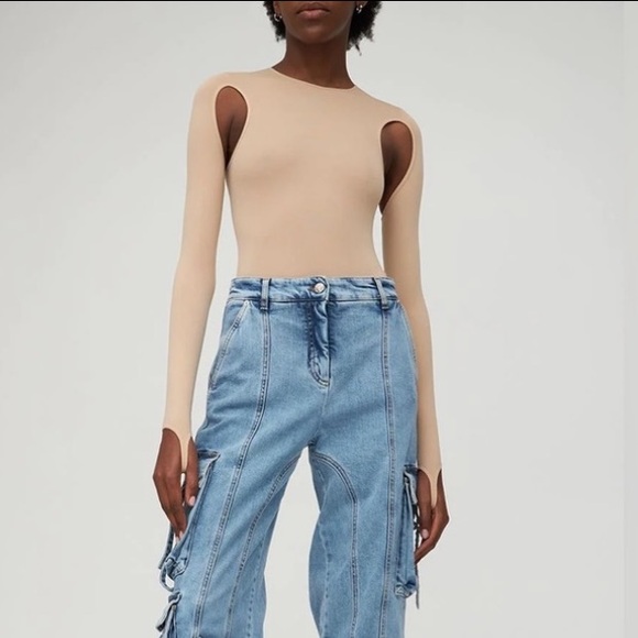 NWT ANDREADAMO Cutout Sculpting Bodysuit in Neutral - Picture 1 of 11